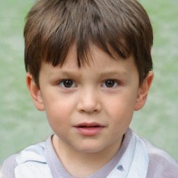 Neutral white child male with short  brown hair and brown eyes