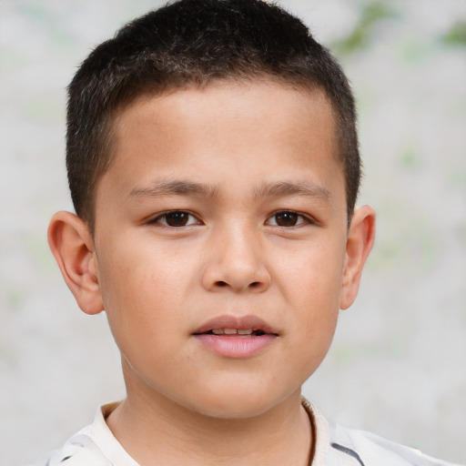 Neutral white child male with short  brown hair and brown eyes