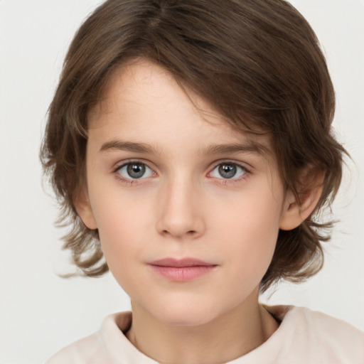 Neutral white child female with medium  brown hair and brown eyes