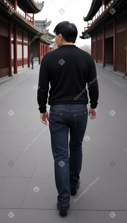 Chinese middle-aged male with  black hair