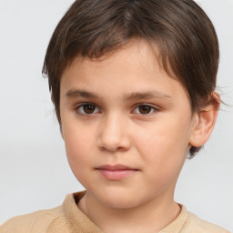 Neutral white child male with short  brown hair and brown eyes