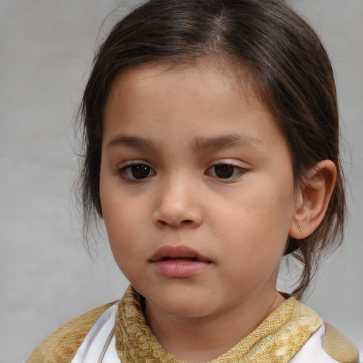 Neutral white child female with medium  brown hair and brown eyes