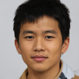 Neutral asian young-adult male with short  brown hair and brown eyes