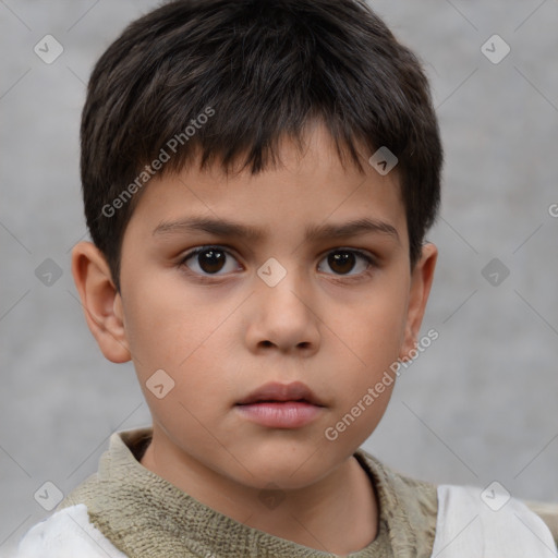 Neutral white child male with short  brown hair and brown eyes