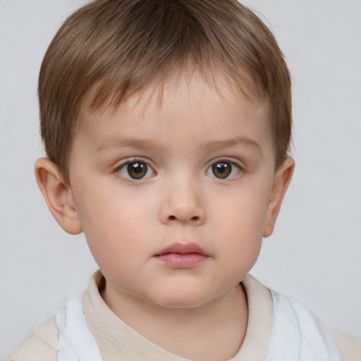 Neutral white child male with short  brown hair and brown eyes