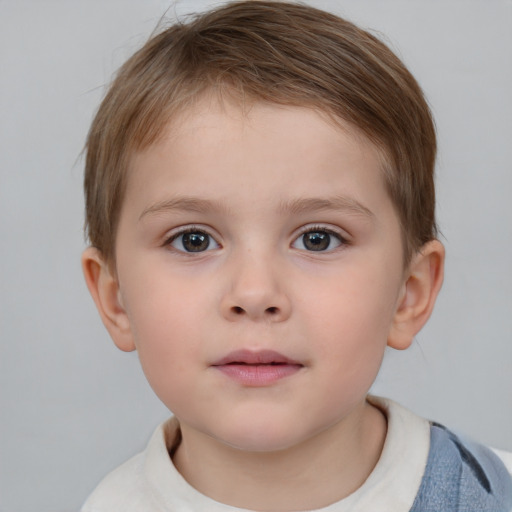 Neutral white child male with short  brown hair and brown eyes