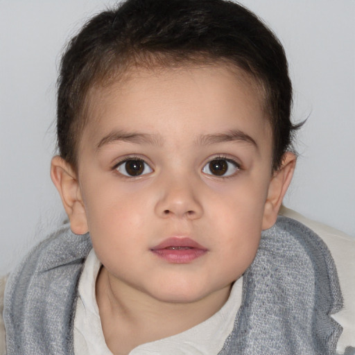 Neutral white child female with short  brown hair and brown eyes
