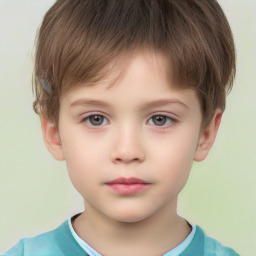 Neutral white child male with short  brown hair and brown eyes