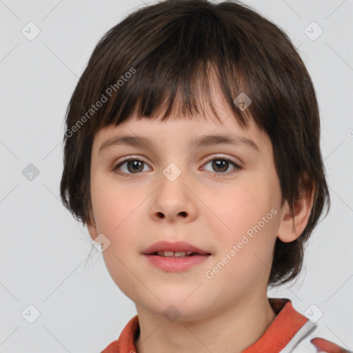 Neutral white child female with medium  brown hair and brown eyes