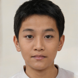 Neutral asian young-adult male with short  brown hair and brown eyes