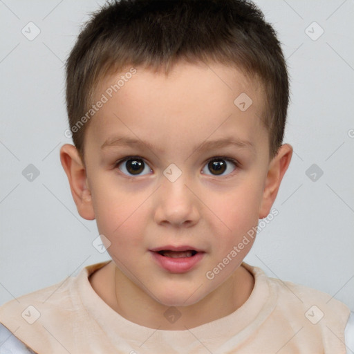 Neutral white child male with short  brown hair and brown eyes