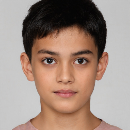Neutral white child male with short  brown hair and brown eyes