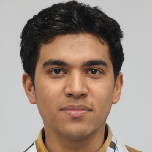 Neutral asian young-adult male with short  brown hair and brown eyes