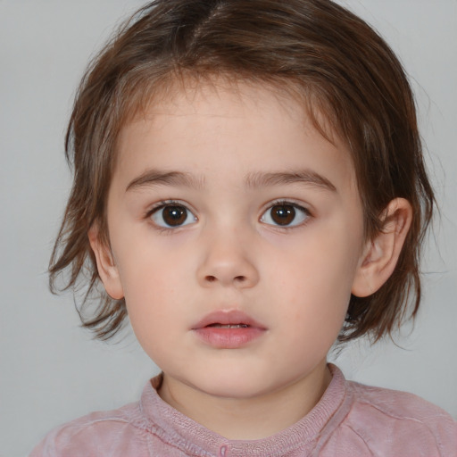 Neutral white child female with medium  brown hair and brown eyes