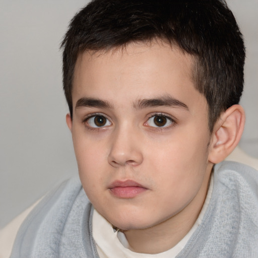 Neutral white child male with short  brown hair and brown eyes