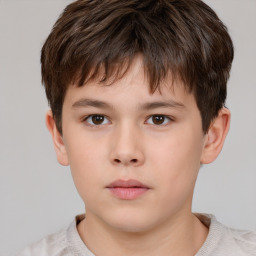 Neutral white child male with short  brown hair and brown eyes