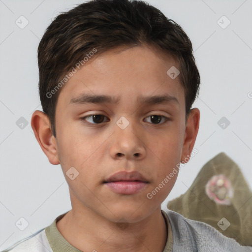 Neutral white child male with short  brown hair and brown eyes