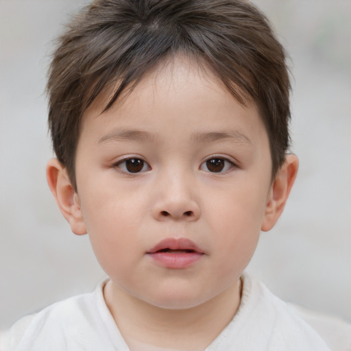 Neutral white child female with short  brown hair and brown eyes