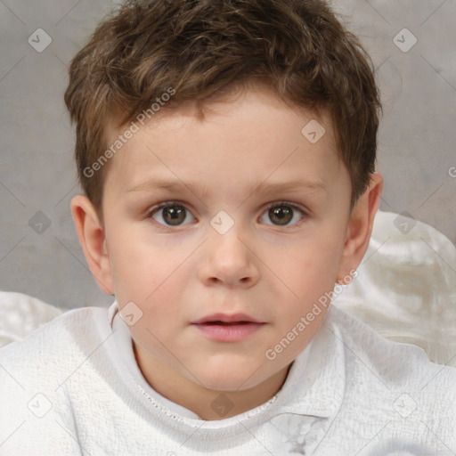 Neutral white child male with short  brown hair and brown eyes