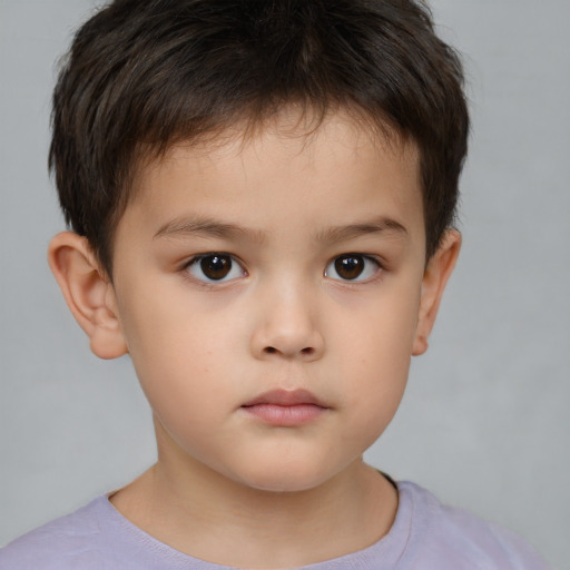 Neutral white child male with short  brown hair and brown eyes