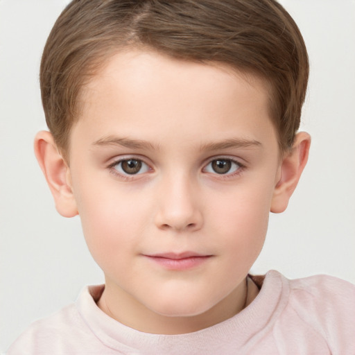 Neutral white child male with short  brown hair and brown eyes