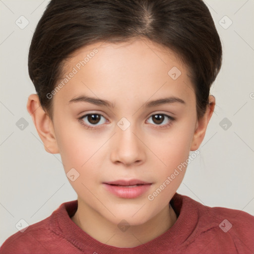 Neutral white young-adult female with short  brown hair and brown eyes