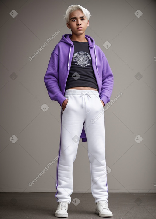 Bolivian teenager boy with  white hair