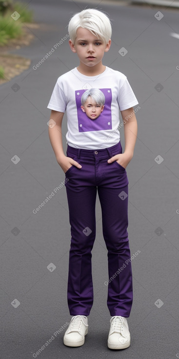 New zealand child boy with  white hair