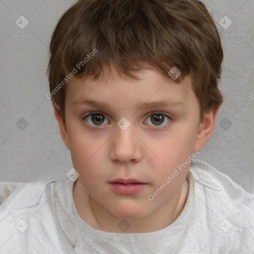 Neutral white child male with short  brown hair and brown eyes