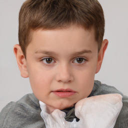 Neutral white child male with short  brown hair and brown eyes