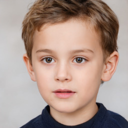 Neutral white child male with short  brown hair and brown eyes