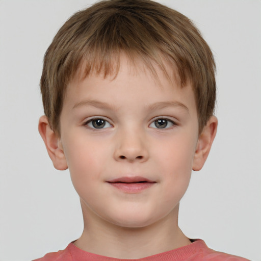 Neutral white child male with short  brown hair and brown eyes