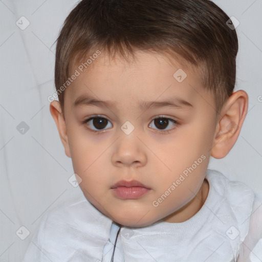 Neutral white child male with short  brown hair and brown eyes