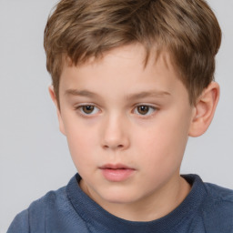 Neutral white child male with short  brown hair and brown eyes