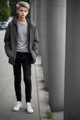 Austrian teenager boy with  gray hair