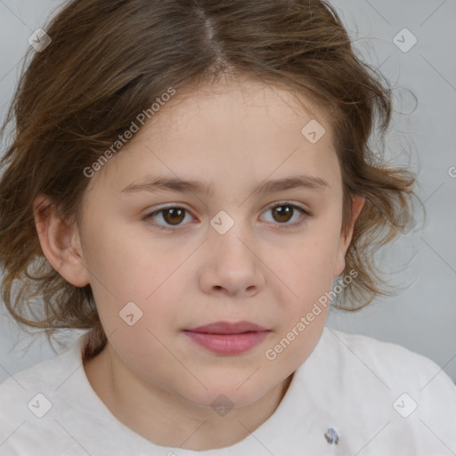 Neutral white child female with medium  brown hair and brown eyes