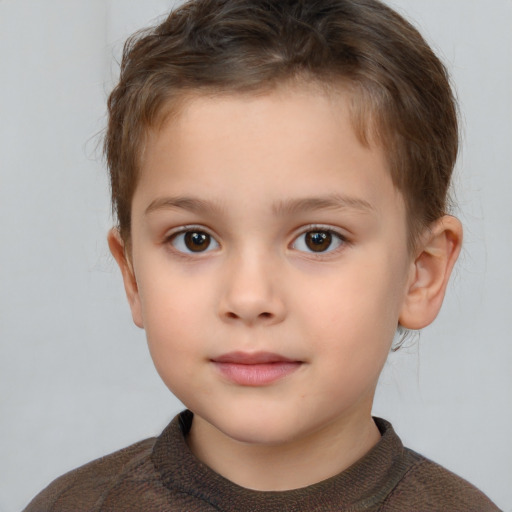 Neutral white child male with short  brown hair and brown eyes