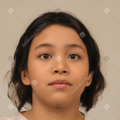 Neutral asian young-adult female with medium  brown hair and brown eyes