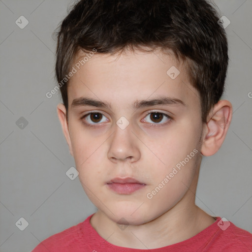 Neutral white child male with short  brown hair and brown eyes