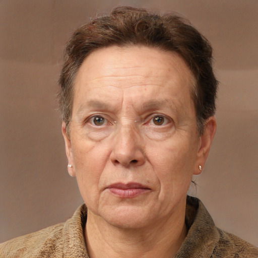 Joyful white middle-aged male with short  brown hair and brown eyes