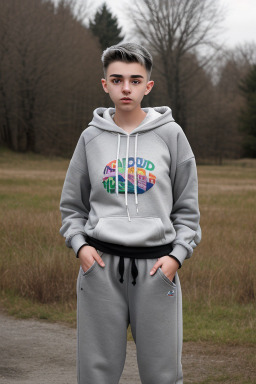 Bulgarian teenager non-binary with  gray hair