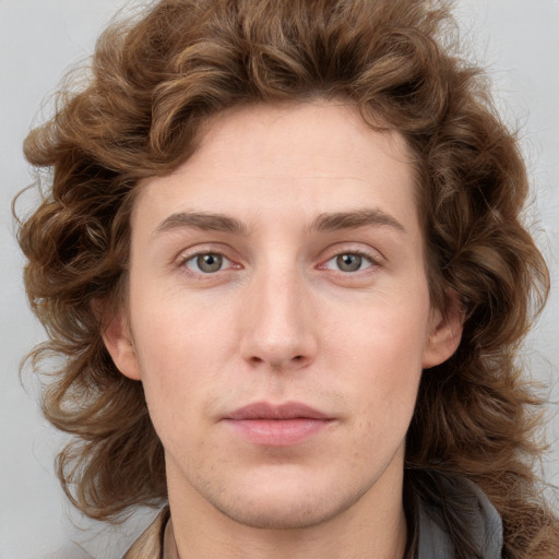 Neutral white young-adult male with medium  brown hair and brown eyes