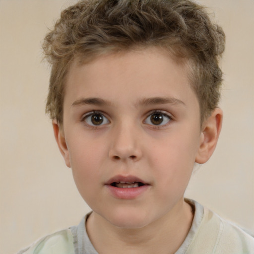 Neutral white child male with short  brown hair and brown eyes