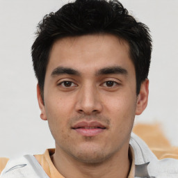 Neutral asian young-adult male with short  brown hair and brown eyes