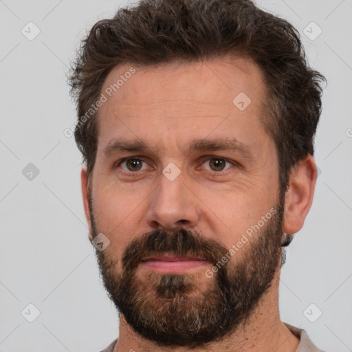 Neutral white adult male with short  brown hair and brown eyes