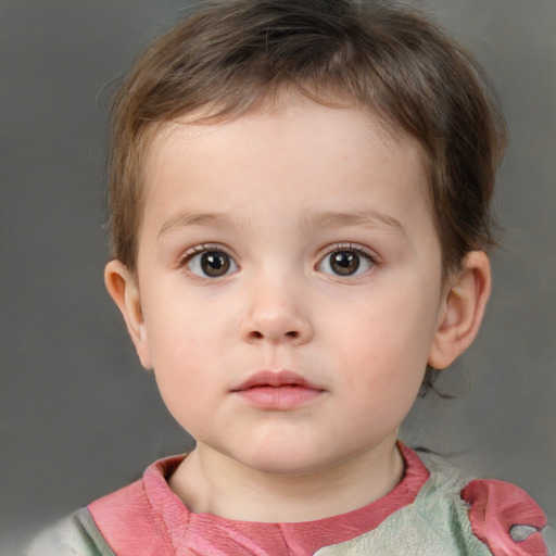 Neutral white child male with short  brown hair and brown eyes