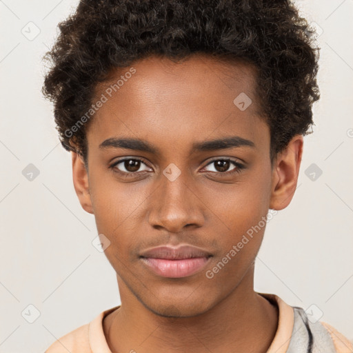 Neutral black young-adult male with short  brown hair and brown eyes