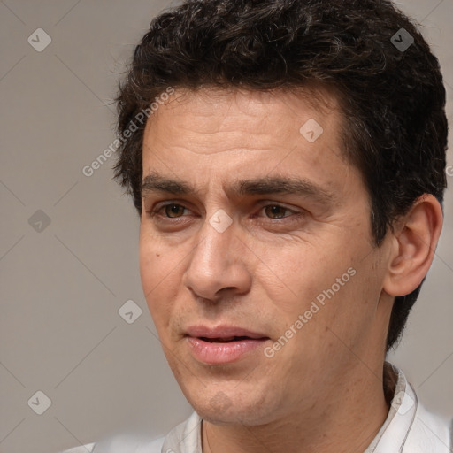 Neutral white adult male with short  brown hair and brown eyes