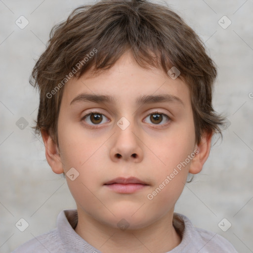 Neutral white child male with short  brown hair and brown eyes