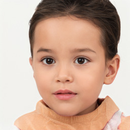 Neutral white child female with short  brown hair and brown eyes